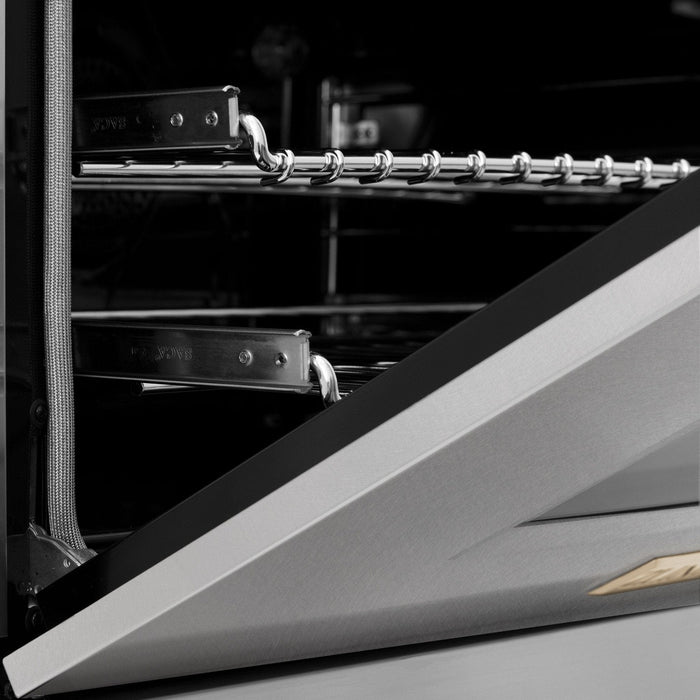 ZLINE 36" Autograph Dual Fuel Range, DuraSnow,Champagne, RASZ - SN - 36 - CB - Farmhouse Kitchen and Bath