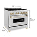 ZLINE 36" Autograph Dual Fuel Range, DuraSnow,Champagne, RASZ - SN - 36 - CB - Farmhouse Kitchen and Bath
