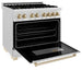 ZLINE 36" Autograph Dual Fuel Range, DuraSnow,Champagne, RASZ - SN - 36 - CB - Farmhouse Kitchen and Bath