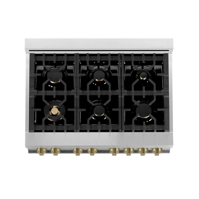 ZLINE 36" Autograph Dual Fuel Range, Stainless Steel, RAZ - 36 - CB - Farmhouse Kitchen and Bath