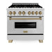 ZLINE 36" Autograph Dual Fuel Range, Stainless Steel, RAZ - 36 - CB - Farmhouse Kitchen and Bath
