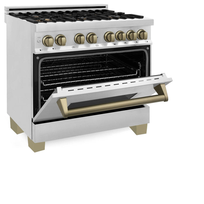 ZLINE 36" Autograph Dual Fuel Range, Stainless Steel, RAZ - 36 - CB - Farmhouse Kitchen and Bath