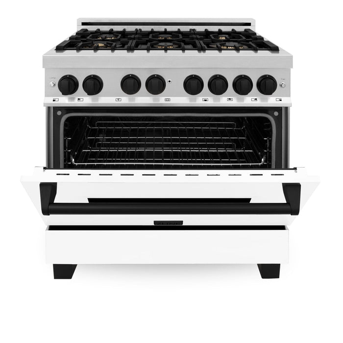 ZLINE 36" Autograph Dual Fuel Range, White Door, RAZ - WM - 36 - MB - Farmhouse Kitchen and Bath