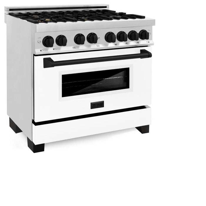 ZLINE 36" Autograph Dual Fuel Range, White Door, RAZ - WM - 36 - MB - Farmhouse Kitchen and Bath