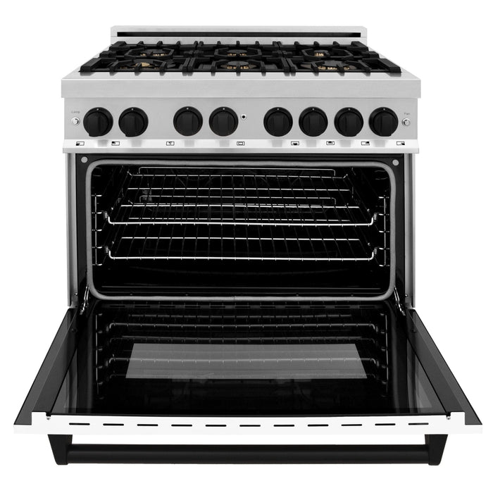 ZLINE 36" Autograph Dual Fuel Range, White Door, RAZ - WM - 36 - MB - Farmhouse Kitchen and Bath