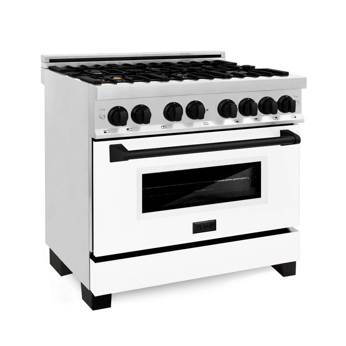 ZLINE 36" Autograph Dual Fuel Range, White Door, RAZ - WM - 36 - MB - Farmhouse Kitchen and Bath