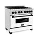 ZLINE 36" Autograph Dual Fuel Range, White Door, RAZ - WM - 36 - MB - Farmhouse Kitchen and Bath