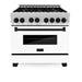 ZLINE 36" Autograph Dual Fuel Range, White Door, RAZ - WM - 36 - MB - Farmhouse Kitchen and Bath