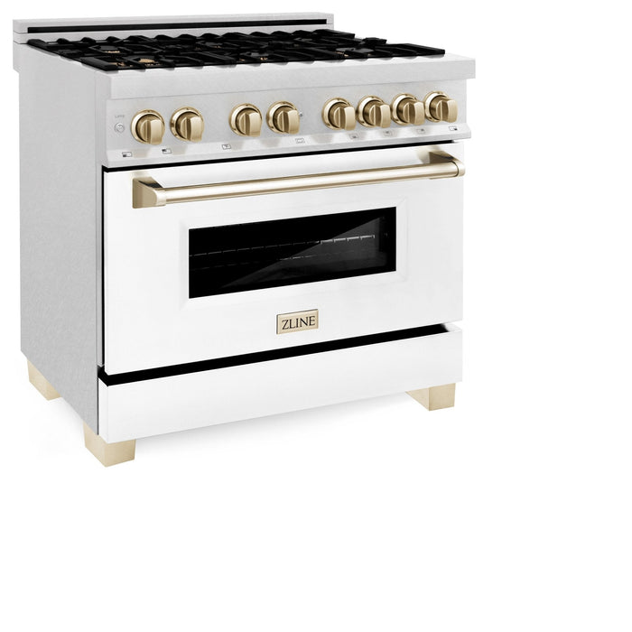 ZLINE 36" Autograph Edition Dual Fuel Range, White Door, RAZ - WM - 36 - G - Farmhouse Kitchen and Bath