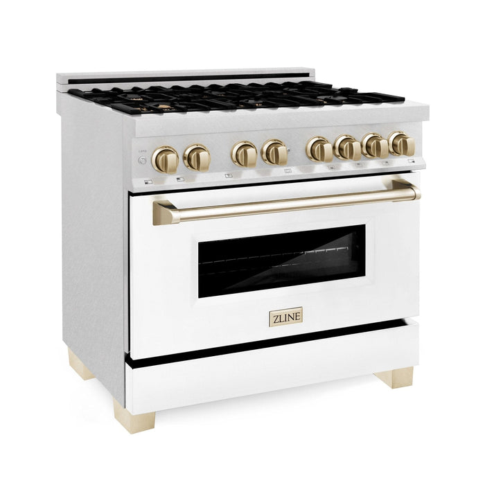 ZLINE 36" Autograph Edition Dual Fuel Range, White Door, RAZ - WM - 36 - G - Farmhouse Kitchen and Bath
