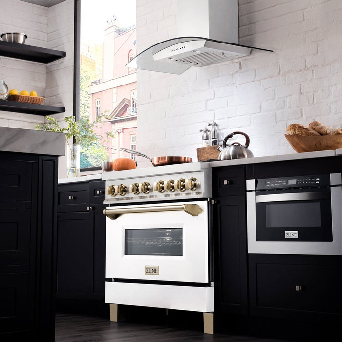 ZLINE 36" Autograph Edition Dual Fuel Range, White Door, RAZ - WM - 36 - G - Farmhouse Kitchen and Bath