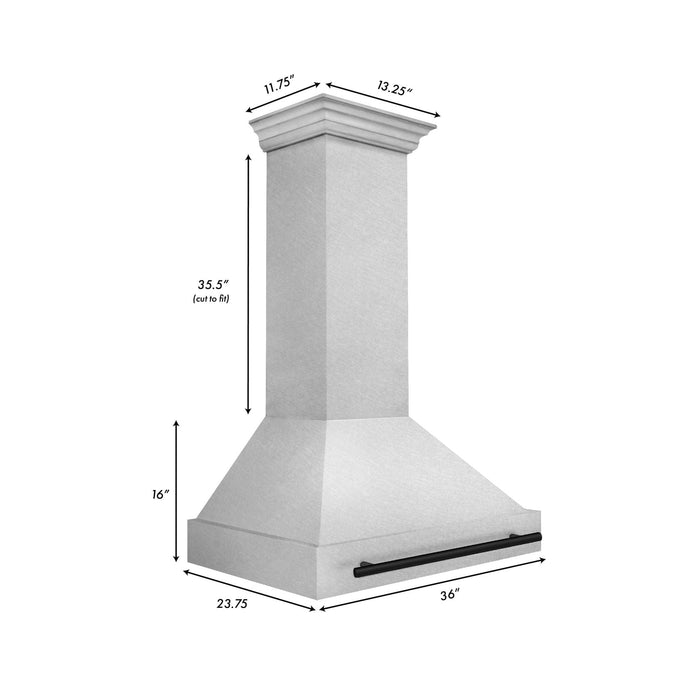 ZLINE 36" Autograph Edition DuraSnow Wall Range Hood 8654SNZ - 36 - MB - Farmhouse Kitchen and Bath