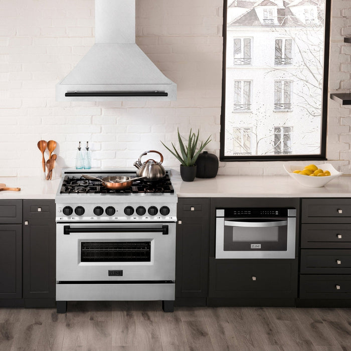ZLINE 36" Autograph Edition DuraSnow Wall Range Hood 8654SNZ - 36 - MB - Farmhouse Kitchen and Bath
