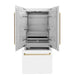 ZLINE 36" Autograph Edition French Door Refrigerator, Internal Water, Ice Dispenser, White Matte, Champagne Bronze Accents RBIVZ - WM - 36 - CB - Farmhouse Kitchen and Bath