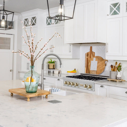 ZLINE 36" Autograph Edition Rangetop, DuraSnow, Gold Accent, RTSZ - 36 - G - Farmhouse Kitchen and Bath