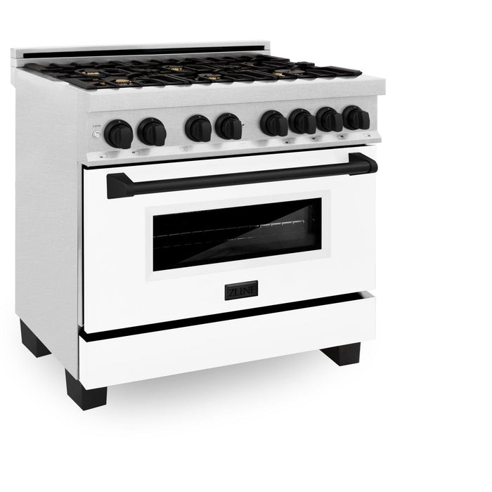 ZLINE 36" Autograph, Range, Dual Fuel, White door, RASZ - WM - 36 - MB - Farmhouse Kitchen and Bath