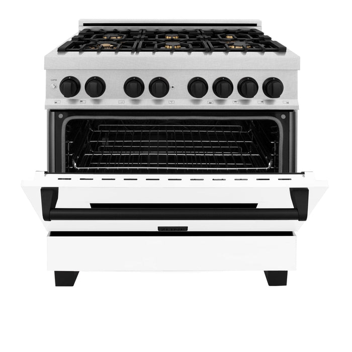 ZLINE 36" Autograph, Range, Dual Fuel, White door, RASZ - WM - 36 - MB - Farmhouse Kitchen and Bath
