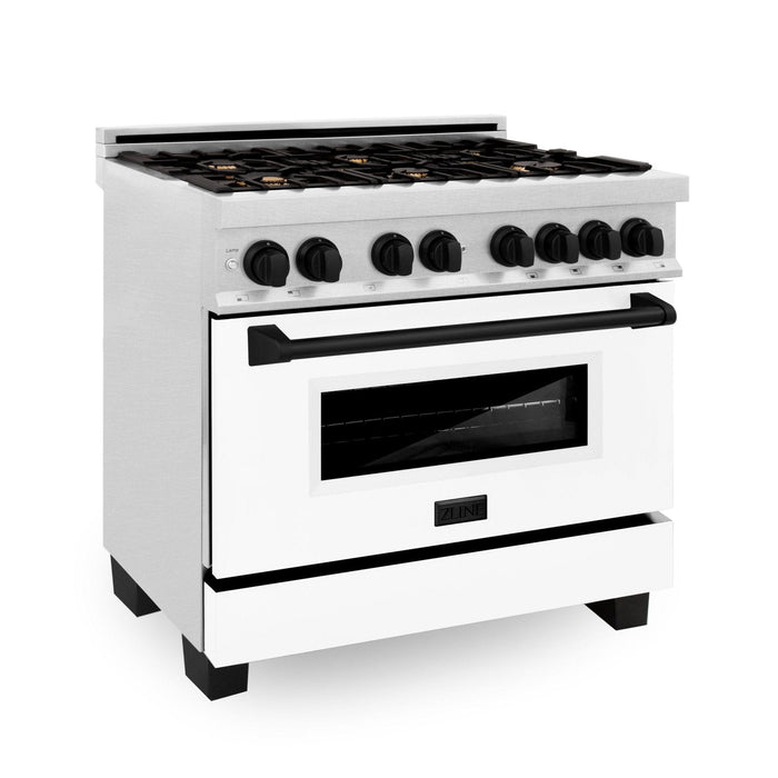 ZLINE 36" Autograph, Range, Dual Fuel, White door, RASZ - WM - 36 - MB - Farmhouse Kitchen and Bath