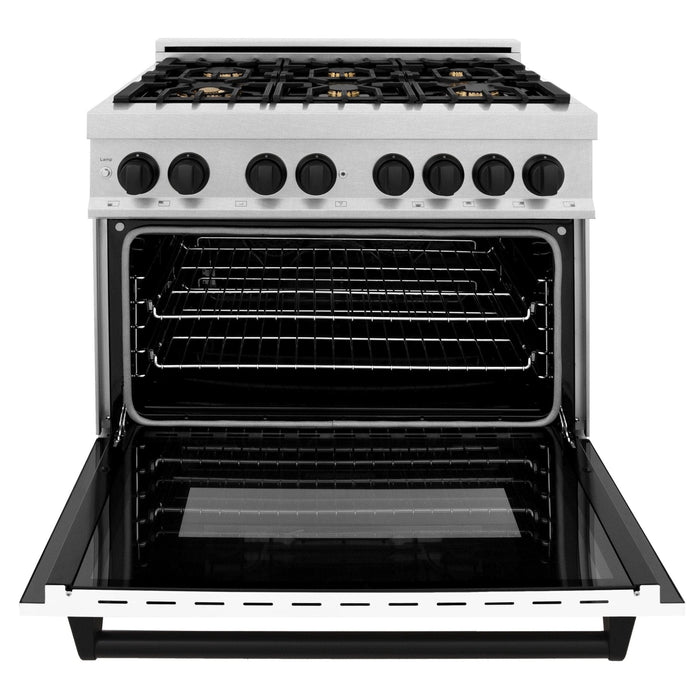 ZLINE 36" Autograph, Range, Dual Fuel, White door, RASZ - WM - 36 - MB - Farmhouse Kitchen and Bath