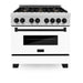 ZLINE 36" Autograph, Range, Dual Fuel, White door, RASZ - WM - 36 - MB - Farmhouse Kitchen and Bath