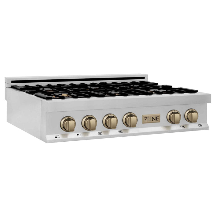 ZLINE 36" Autograph Rangetop Stainless, Bronze Accents, RTZ - 36 - CB - Farmhouse Kitchen and Bath