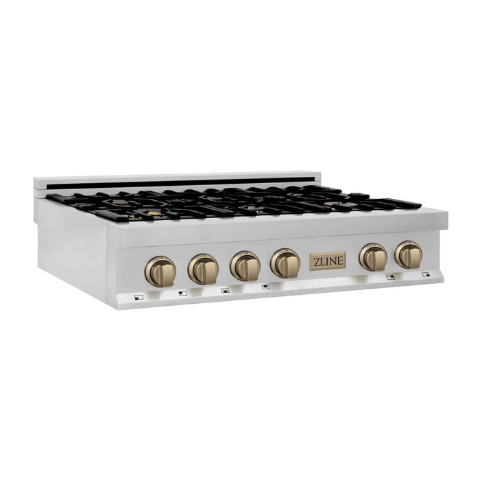 ZLINE 36" Autograph Rangetop Stainless, Bronze Accents, RTZ - 36 - CB - Farmhouse Kitchen and Bath