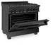 ZLINE 36" Black Stainless, Gas Burner/Electric Oven, Brass Burners, RAB - BR - 36 - Farmhouse Kitchen and Bath