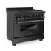 ZLINE 36" Black Stainless, Gas Burner/Electric Oven, Brass Burners, RAB - BR - 36 - Farmhouse Kitchen and Bath