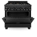 ZLINE 36" Black Stainless, Gas Burner/Electric Oven, Brass Burners, RAB - BR - 36 - Farmhouse Kitchen and Bath