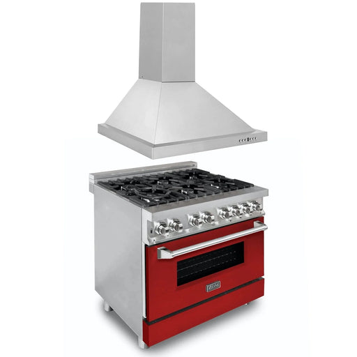 ZLINE 36" Bundle Range RA - RM - 36 & Wall Range Hood KB - 36, 2KP - RARMRH36 - Farmhouse Kitchen and Bath