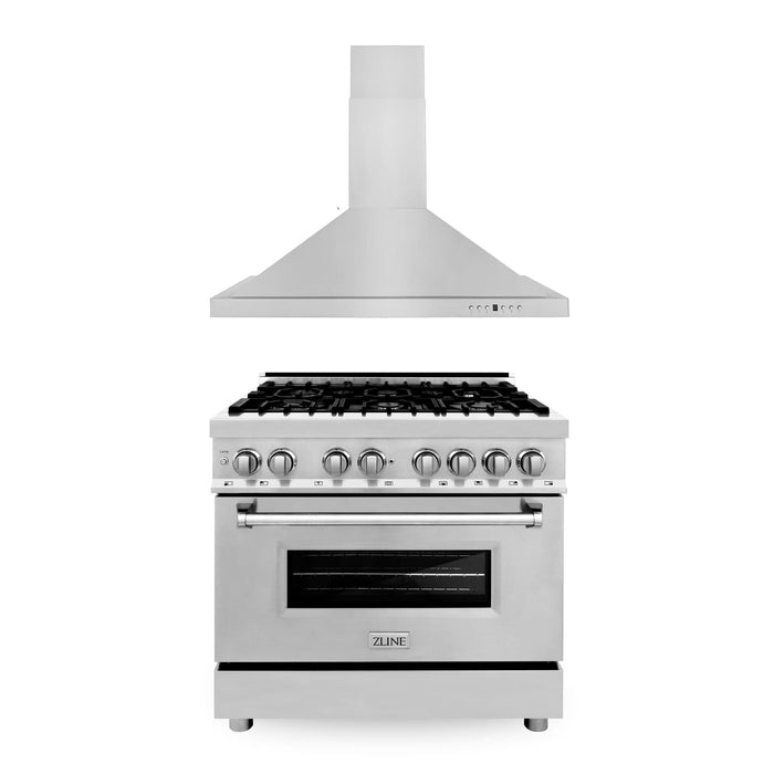 ZLINE 36" Bundle Range RA36 & Wall Range Hood KB - 36, 2KP - RARH36 - Farmhouse Kitchen and Bath