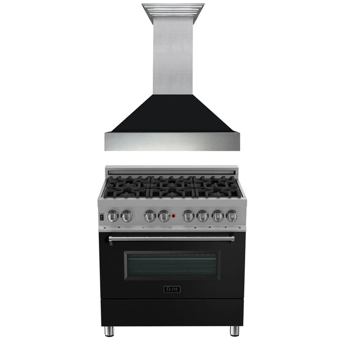 ZLINE 36" Bundle Range RAS - BLM - 36 & Range Hood 8654BLM - 36, 2KP - RASBLMRH36 - Farmhouse Kitchen and Bath