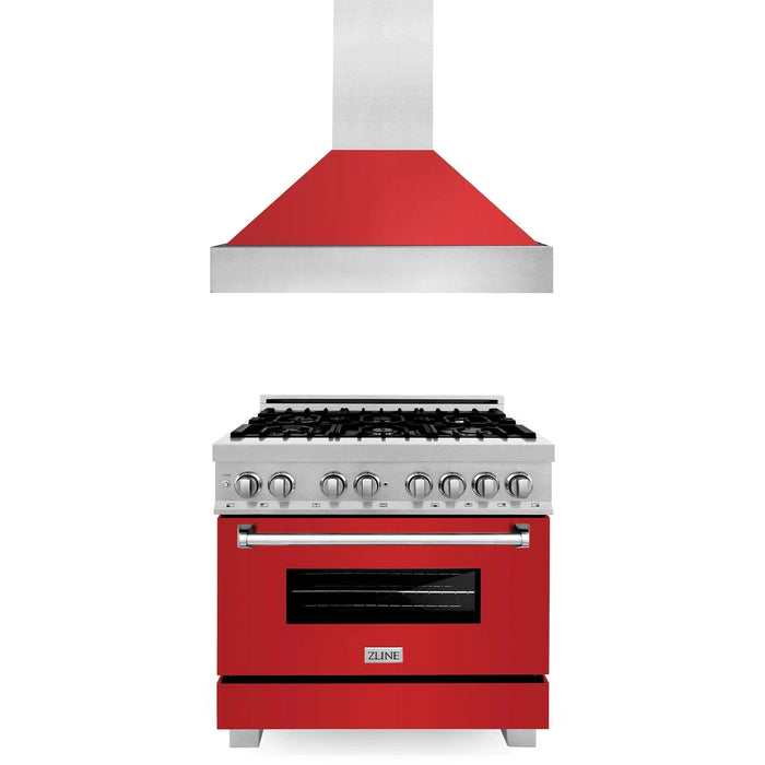 ZLINE 36" Bundle Range RAS - RM - 36 & Range Hood 8654RM - 36, 2KP - RASRMRH36 - Farmhouse Kitchen and Bath