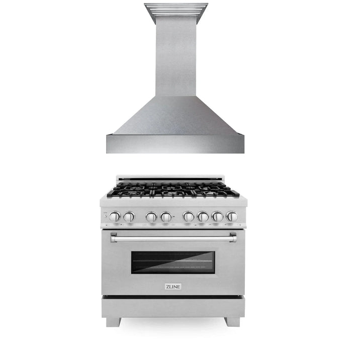 ZLINE 36" Bundle Range RAS - SN - 36 & Range Hood 8654SN - 36, 2KP - RASSNRH36 - Farmhouse Kitchen and Bath