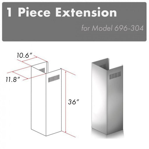 ZLINE 36" Chimney Extension for 9' - 10' Ceilings, 1PCEXT - 696 - 304 - Farmhouse Kitchen and Bath