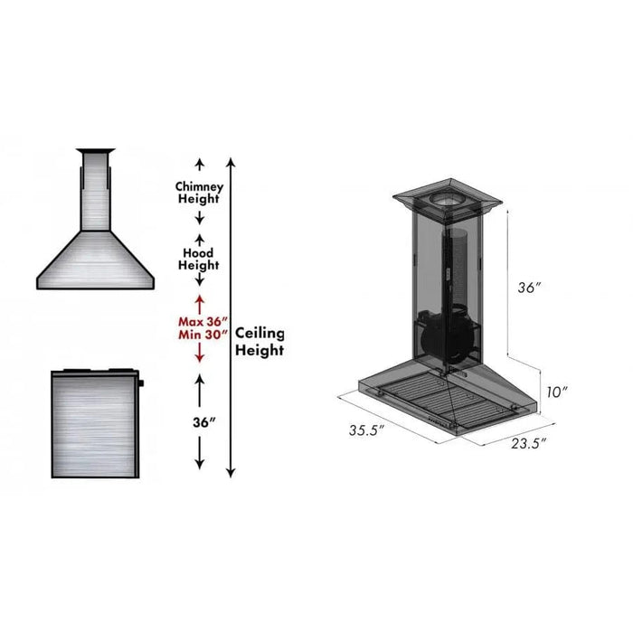 ZLINE 36" Copper Island Range Hood 8KL3iC - 36 - Farmhouse Kitchen and Bath