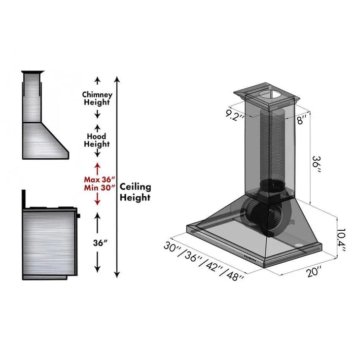 ZLINE 36" Copper Wall Range Hood 8KBC - 36 - Farmhouse Kitchen and Bath