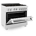 ZLINE 36" Dual Fuel Range, DuraSnow, Stainless, Brass Burners, RAS - SN - BR - 36 - Farmhouse Kitchen and Bath