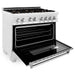 ZLINE 36" Dual Fuel Range, DuraSnow, Stainless, Brass Burners, RAS - SN - BR - 36 - Farmhouse Kitchen and Bath