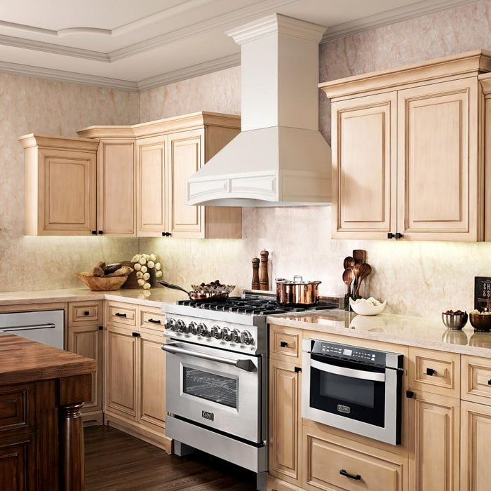 ZLINE 36" Dual Fuel Range, Snow Stainless, Snow Stainless Door, RAS - SN - 36 - Farmhouse Kitchen and Bath