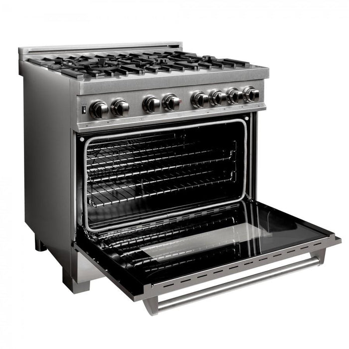 ZLINE 36" Dual Fuel Range, Snow Stainless, Snow Stainless Door, RAS - SN - 36 - Farmhouse Kitchen and Bath