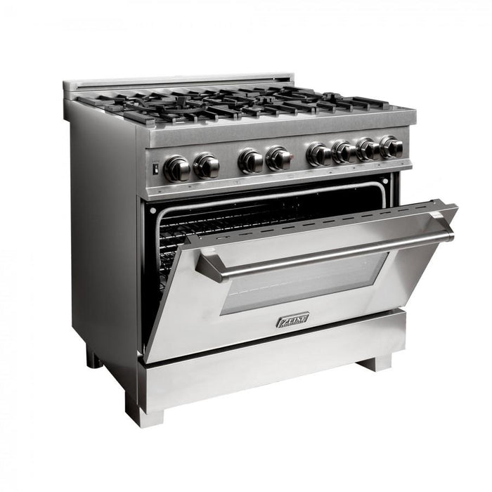 ZLINE 36" Dual Fuel Range, Snow Stainless, Snow Stainless Door, RAS - SN - 36 - Farmhouse Kitchen and Bath