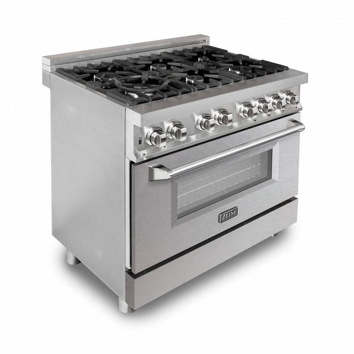 ZLINE 36" Dual Fuel Range with Snow Finish Door, RA - SN - 36 - Farmhouse Kitchen and Bath