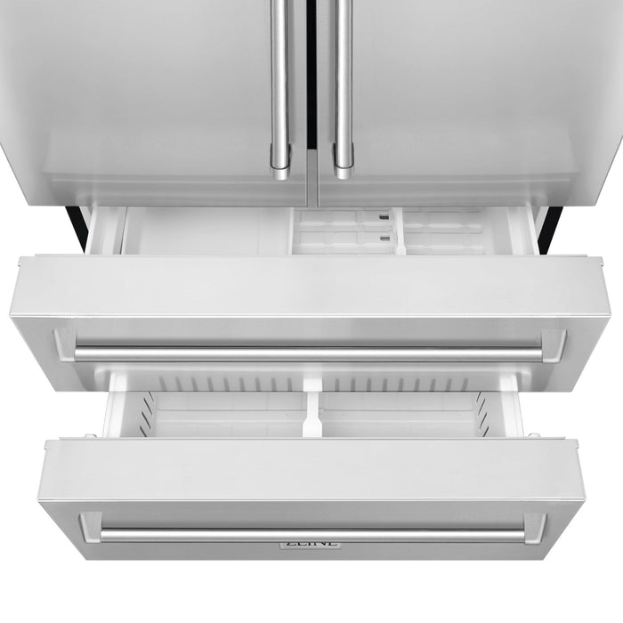 ZLINE 36" French Door Refrigerator with Ice Maker, Stainless Steel, RFM - 36 - Farmhouse Kitchen and Bath
