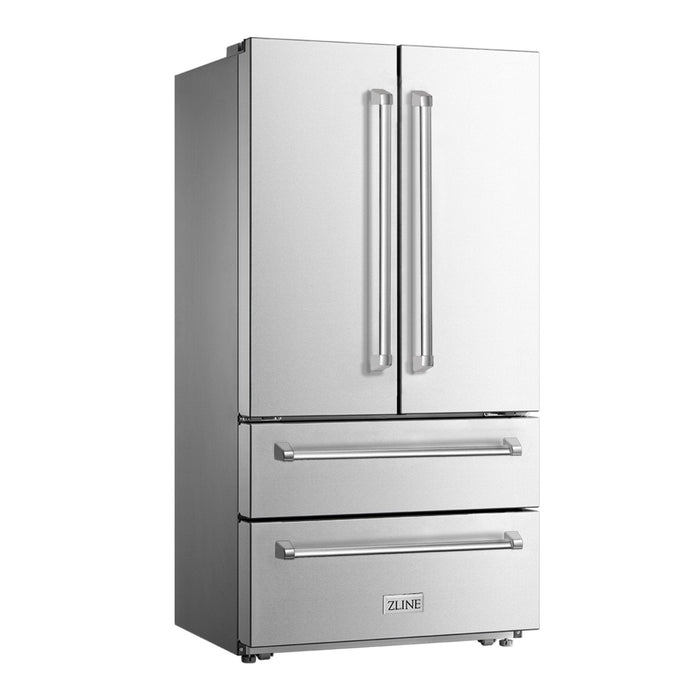 ZLINE 36" French Door Refrigerator with Ice Maker, Stainless Steel, RFM - 36 - Farmhouse Kitchen and Bath
