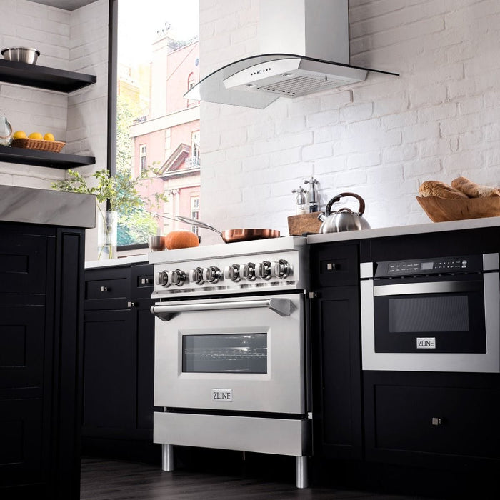 ZLINE 36" Gas Burner/Electric Oven Range, Brass Burners, RA - BR - 36 - Farmhouse Kitchen and Bath
