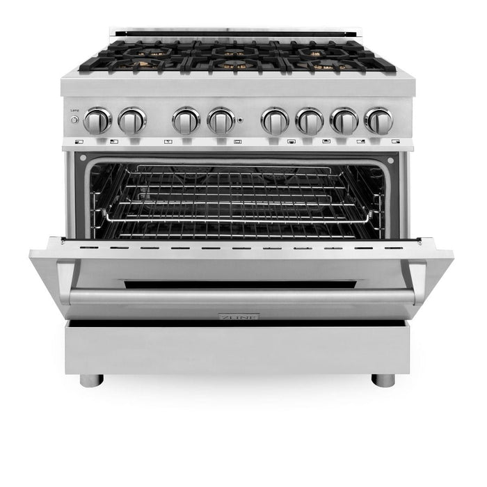 ZLINE 36" Gas Burner/Electric Oven Range, Brass Burners, RA - BR - 36 - Farmhouse Kitchen and Bath