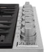 ZLINE 36" Gas Cooktop with 6 Gas Brass Burners and Black Porcelain Top RC - BR - 36 - PBT - Farmhouse Kitchen and Bath