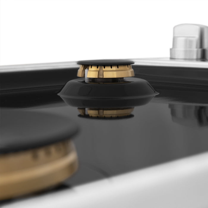 ZLINE 36" Gas Cooktop with 6 Gas Brass Burners and Black Porcelain Top RC - BR - 36 - PBT - Farmhouse Kitchen and Bath