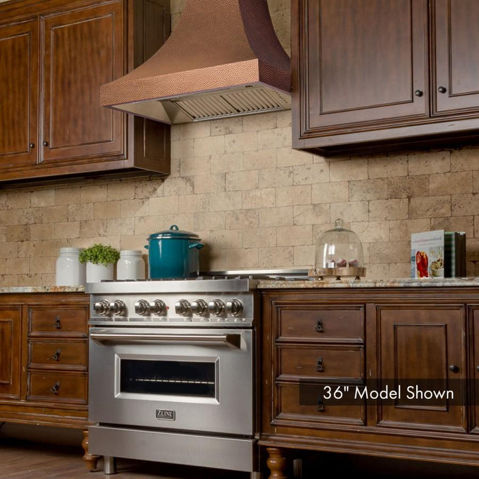 ZLINE 36" Hand - Hammered Copper Finish Wall Range Hood, 8632H - 36 - Farmhouse Kitchen and Bath